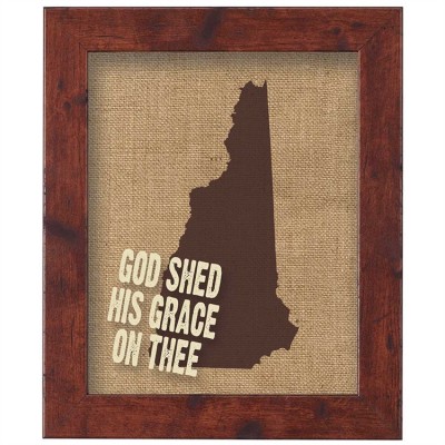 New Hampshire Jute Artwork On Silkscreened Glass, Dark Walnut Frame - 603799586412 - 32DW-810-NH