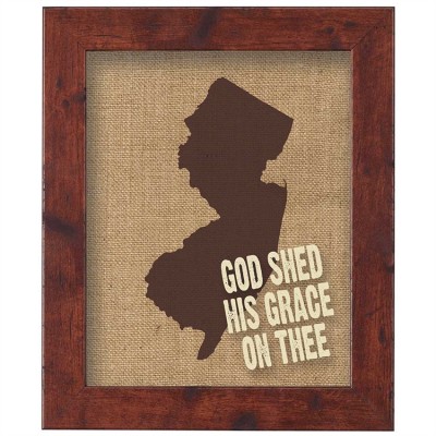New Jersey Jute Artwork On Silkscreened Glass, Dark Walnut Frame - 603799586429 - 32DW-810-NJ New Jersey Jute Artwork On Silkscreened Glass, Dark Walnut Frame - 603799586429 - 32DW-810-NJ
