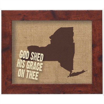 New York Jute Artwork On Silkscreened Glass, Dark Walnut Frame - 603799586443 - 32DW-108-NY
