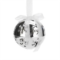 12pk -Ornament Metal Silver Joy Ball Pack of 12