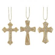 Ornament Resin 2 Inch Gold Crosses Pack of 12