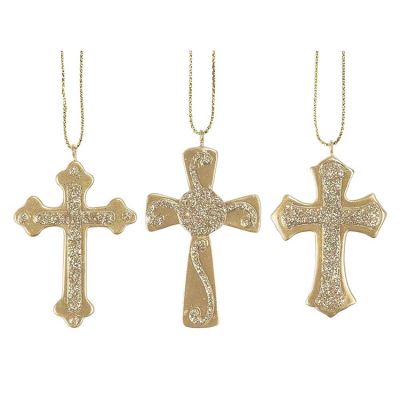 Ornament Resin 2 Inch Gold Crosses Pack of 12 - 603799563574 - CHO-2307