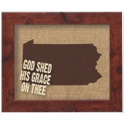 Pennsylvania Jute Artwork On Silkscreened Glass, Dark Walnut Frame