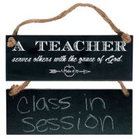 Plaque chalkboard W/ Jute A Teacher Serves 1 Peter 4:10 (Pack of 2)