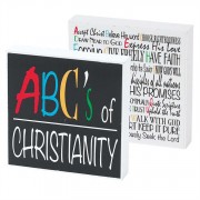 2pk -Plaque MDF Abc's Of Christianity Double Sided (Pack of 2)