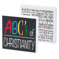 2pk -Plaque MDF Abc's Of Christianity Double Sided (Pack of 2)
