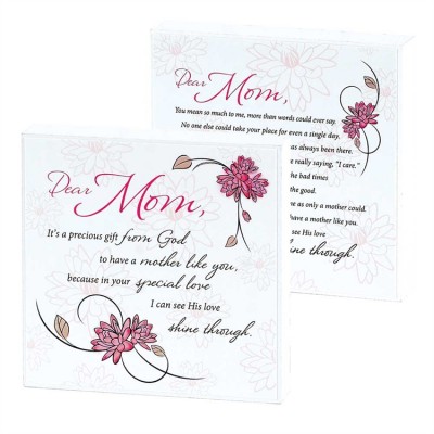 Plaque MDF Dear Mom Double Sided 4 x 4 inch (Pack of 2) - 603799072199 - DPLK44-152