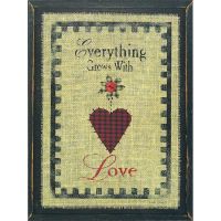 Plaque MDF Everything Grows with Love, 12 x 16" - Black Edges