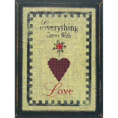 Plaque MDF Everything Grows with Love, 12 x 16" - Black Edges - 603799087056 - PLK1216-1866
