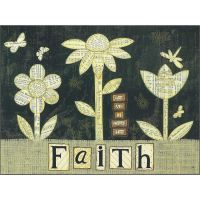 Plaque MDF Faith Flowers 16x12in. Brown