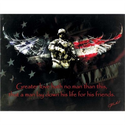 Plaque MDF Greater Love Hath No Man, American - 603799580823 - PLK1418-1720