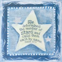 Plaque MDF He Determines the Number of Stars, 12x12, Periwinkle Edges