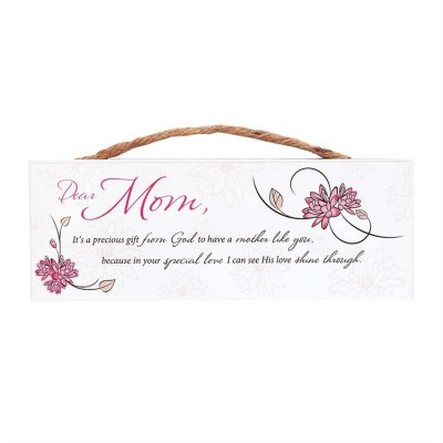 Plaque MDF Jute Hanger 1/4 inch Dear Mom (Pack of 2) - 603799072212 - PLQH-83-103 Plaque MDF Jute Hanger 1/4 inch Dear Mom (Pack of 2) - 603799072212 - PLQH-83-103