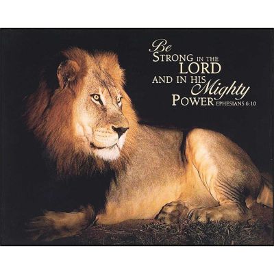 Plaque MDF Lion Be Strong In The Lord Ephesians 6:10, 2pk - 603799516099 - PLK810-1018
