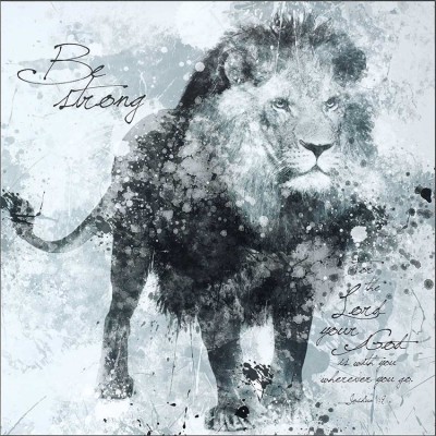Plaque MDF Lion-Be Strong Lord your God is with you Joshua 1:9. - 603799086882 - PLK2020-1912