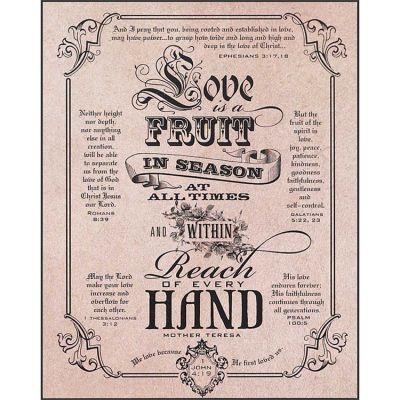 Plaque MDF Love Is A Fruit Numbers 6:24 - 26, Pack of 2 - 603799516549 - PLK810-120