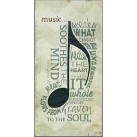 Plaque MDF Music Soothes The Mind 9 x 18in. Brown Edges