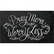 2pk -Plaque MDF Pray More Worry Less 13 x 8" Black Edges (Pack of 2)