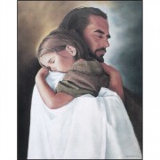Plaque MDF Security Jesus Holding Child