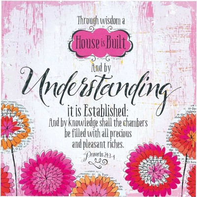 Plaque MDF Through Wisdom A House is Built Proverbs 24:3,4 (Pack of 2) - 603799207751 - PLK1010-129