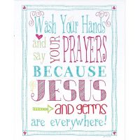 Plaque MDF Wash Your Hands & Say You Prayers 2pk