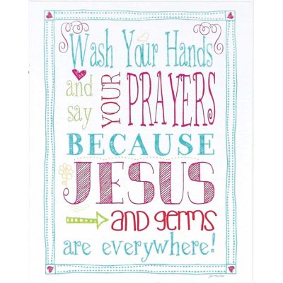 Plaque MDF Wash Your Hands & Say You Prayers 2pk - 603799580861 - PLK810-1727