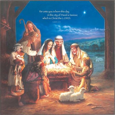 Plaque Nativity  For Unto You Is Born Today  12 x 12inch, Luke 2:11 - 603799585828 - CHPLK1212-1513