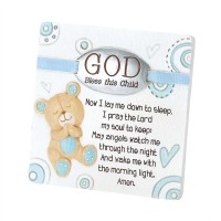 2pk -Plaque Resin God Bless This Child 4 x 4 inch w/Easel Back (Pack of 2)