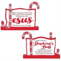 2pk -Plaque Tabletop-resin 6x4.375" Jesus and Candy Cane (Pack of 2)