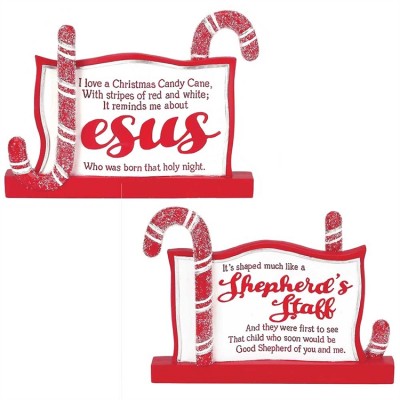 Plaque Tabletop-resin 6x4.375" Jesus and Candy Cane (Pack of 2) - 603799088923 - CHPLQTTR-1 Plaque Tabletop-resin 6x4.375" Jesus and Candy Cane (Pack of 2) - 603799088923 - CHPLQTTR-1