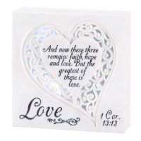 Plaque Tabletop Resin Faith, Hope, Love Pack of 2