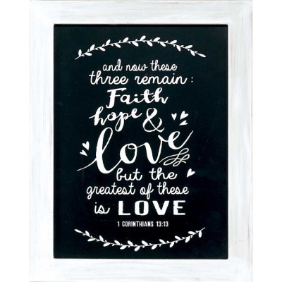 Plaque Wall-MDF/Wood Faith,Hope,Love 1 Corinthians 13:13 - 603799208970 - PLKWW-12