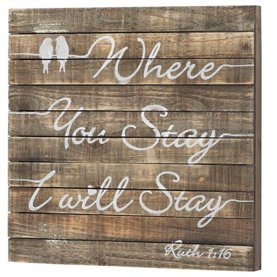 Plaque Wall Wood Where You Stay I Will Stay Ruth 1:16, 16 inch high - 603799592796 - PLQWW-1001