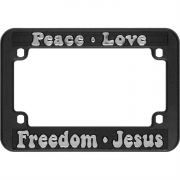 Plastic License Plate Frame Peace,Love,Freedom, Jesus (pack Of 3)