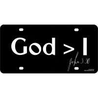 Plastic License plate God>1 John 3:;30 (Pack of 6)
