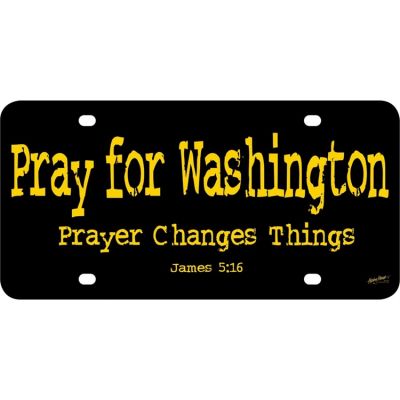 Plastic License Plate, Pray for Washington Jams 5:16 (Pack of 6) - 603799423816 - LP-172