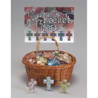 Pocket Glass Crosses w/Basket Pack of 48