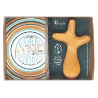 Pray More Worry Less Hand Carved Pinewood Cross (Pack of 3)