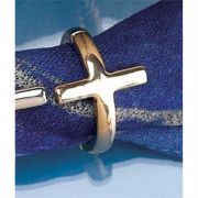 Ring Gold Plated Horizontal Cross Stretch Pack of 2