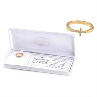 Ring Gold Plated Horizontal Cubic Zirconia Cross