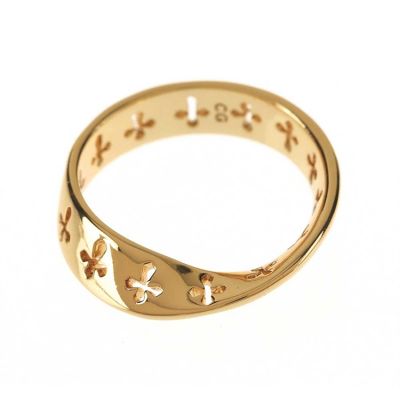 Ring Gold Plated Wide Mobius Cutout Cross Size 6 (Pack of 2) - 714611177180 - 35-5905