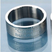 2pk -Ring Matthew 11:28-30 Stainless Steel (Pack of 2)