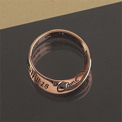 Ring Rose Gold Plated Scripture Size7, Matthew 11:28 (Pack of 2) - 714611162261 - 35-5725