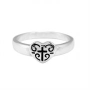 Ring Silver Plated Band/Heart/Scrolls