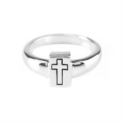 Ring Silver Plated Band/Rectangle/Cross
