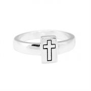 Ring Silver Plated Dome/Engraved Cross