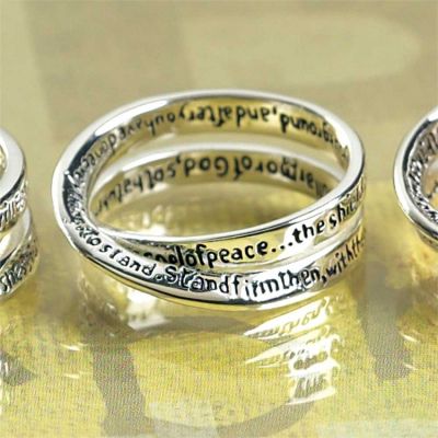 Ring Silver Plated Double Mobius Ephesians 6:13 Size 6 Pack of 2 - 714611152187 - 35-4309