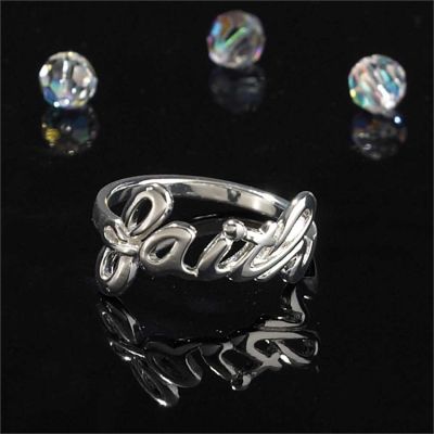 Ring Silver Plated Faith Script Size 8 - 714611159858 - 35-6110
