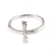 Ring Silver Plated Hammer Sideway Cross (Pack of 2)
