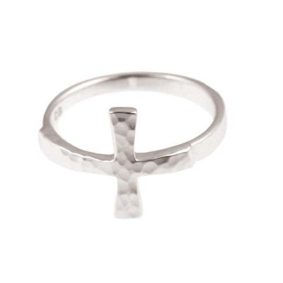 Ring Silver Plated Hammer Sideway Cross Size 6 (Pack of 2) - 714611178941 - 73-4053P